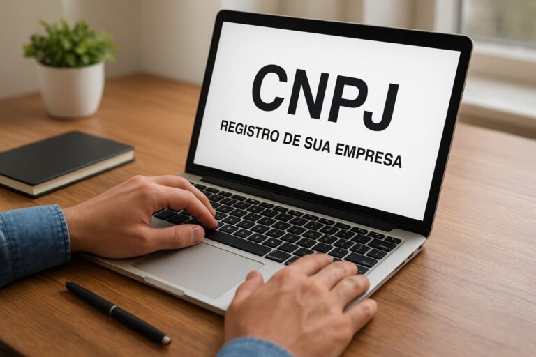 Empresário fazendo o registro do CNPJ de sua empresa pela internet